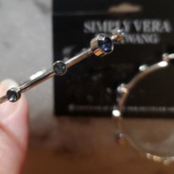 VERA WANG Rocker Chic Silver Blue Crystal 2" Hoop Earrings**NEW! - Picture 5 of 5